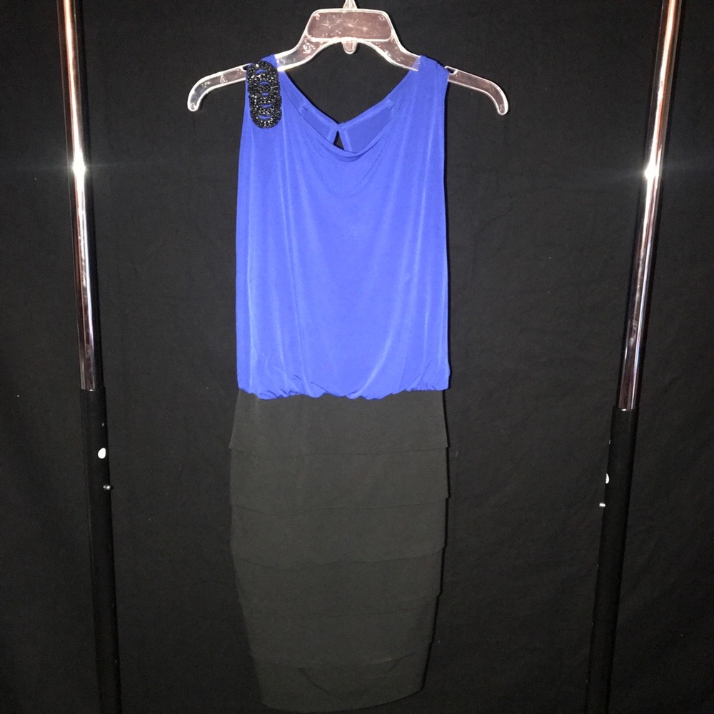 Blue & Black Embellished Dress